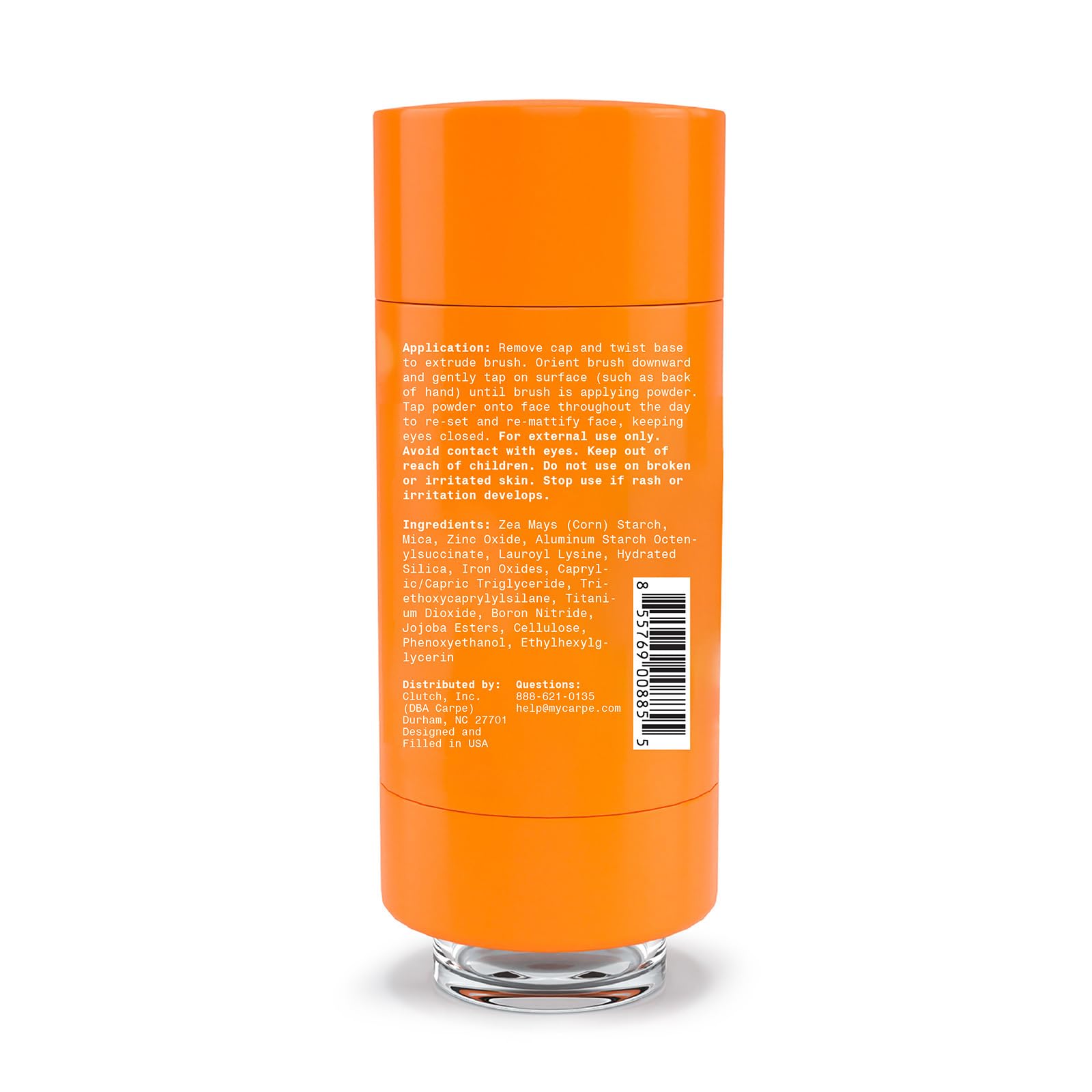 Carpe polvo mineral transparente: envase práctico para retoques rápidos en cualquier lugar