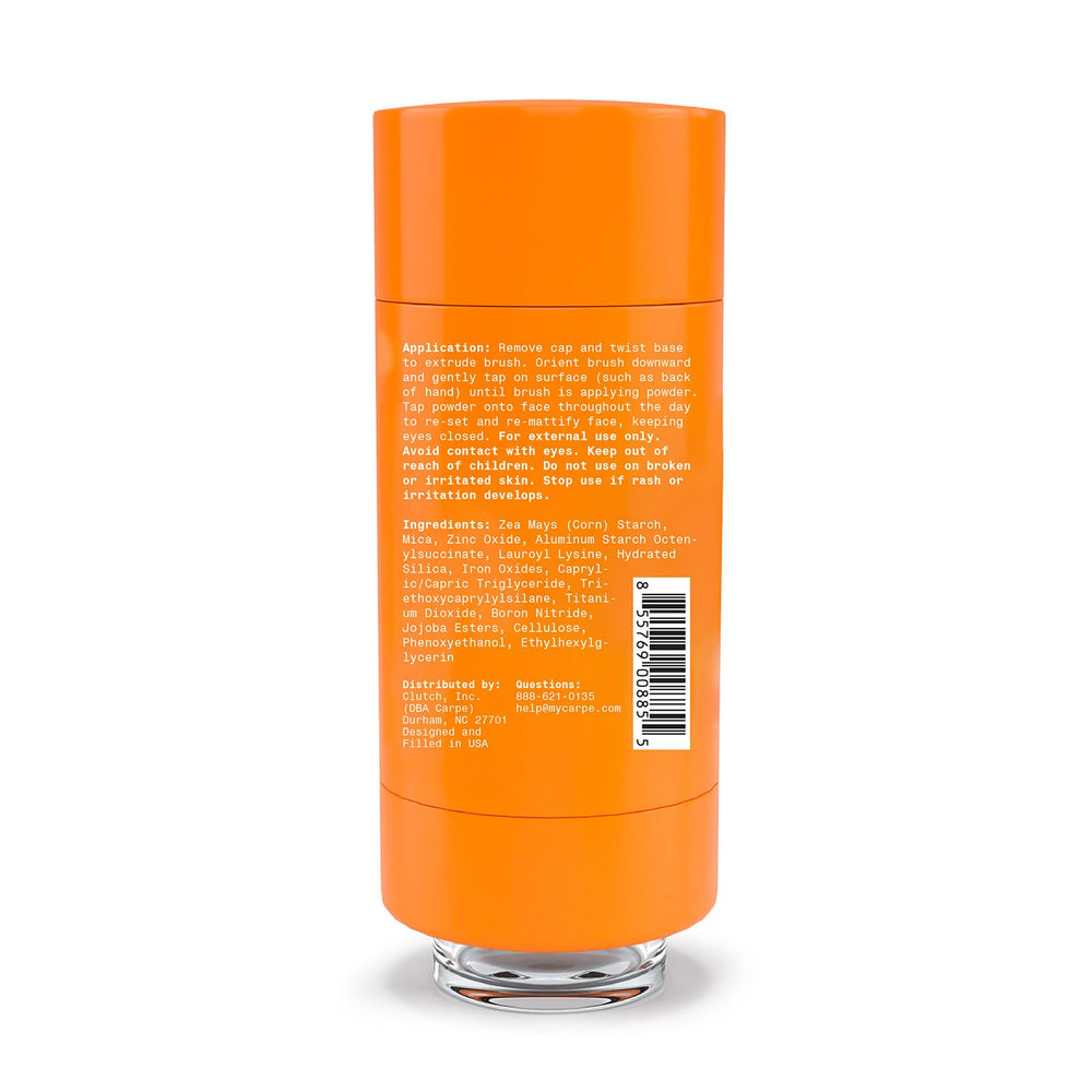 Carpe polvo mineral transparente: envase práctico para retoques rápidos en cualquier lugar