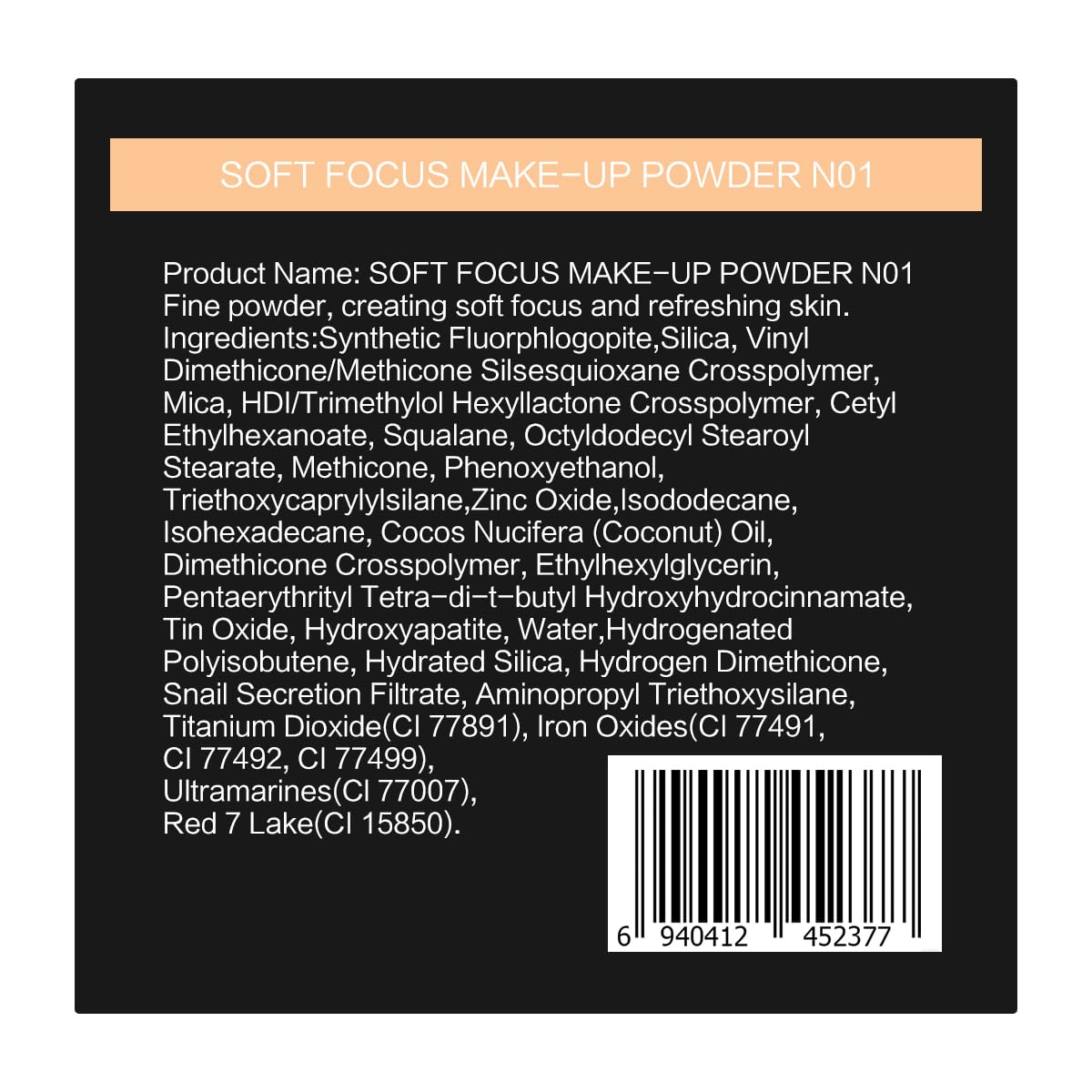 CARSLAN Soft Focus polvo suelto sin talco para piel sensible