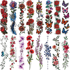 Casciybo tatuajes flores 3D y rosas para un look floral duradero.