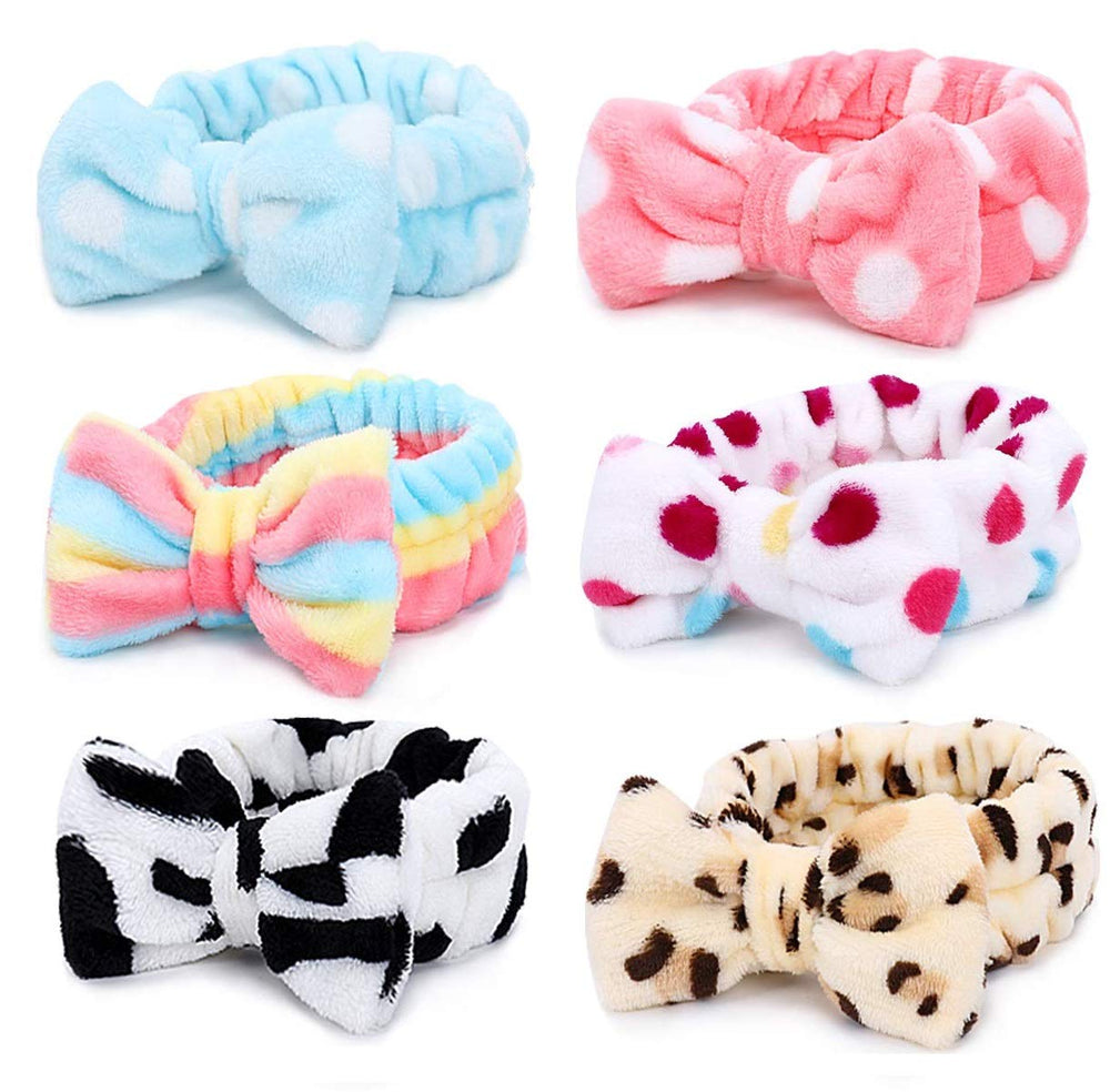 Casoty 6 piezas bandas spa con lazo coral suave para maquillaje.