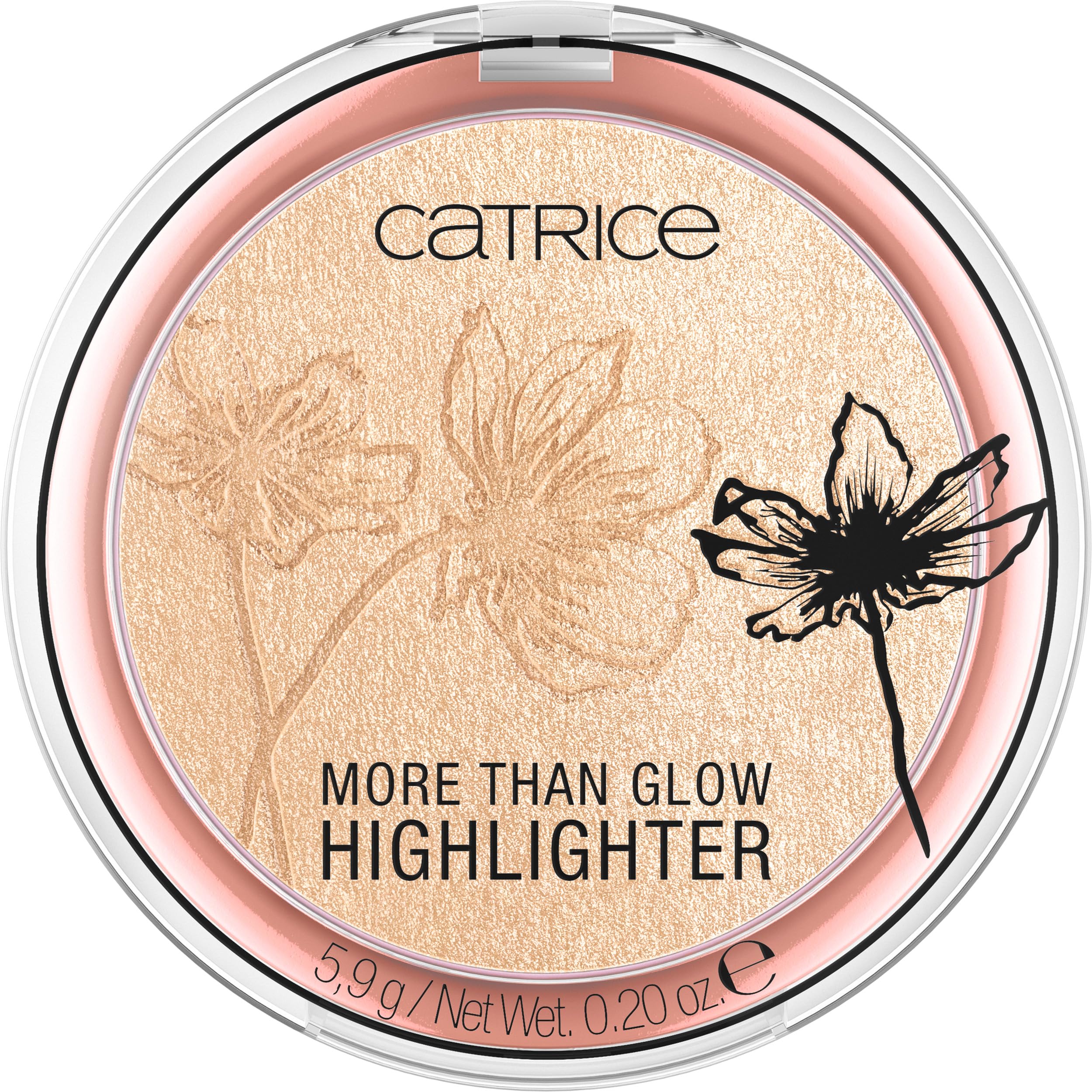 Catrice More Than Glow Highlighter, brillo metálico, define rasgos con luz intensa.