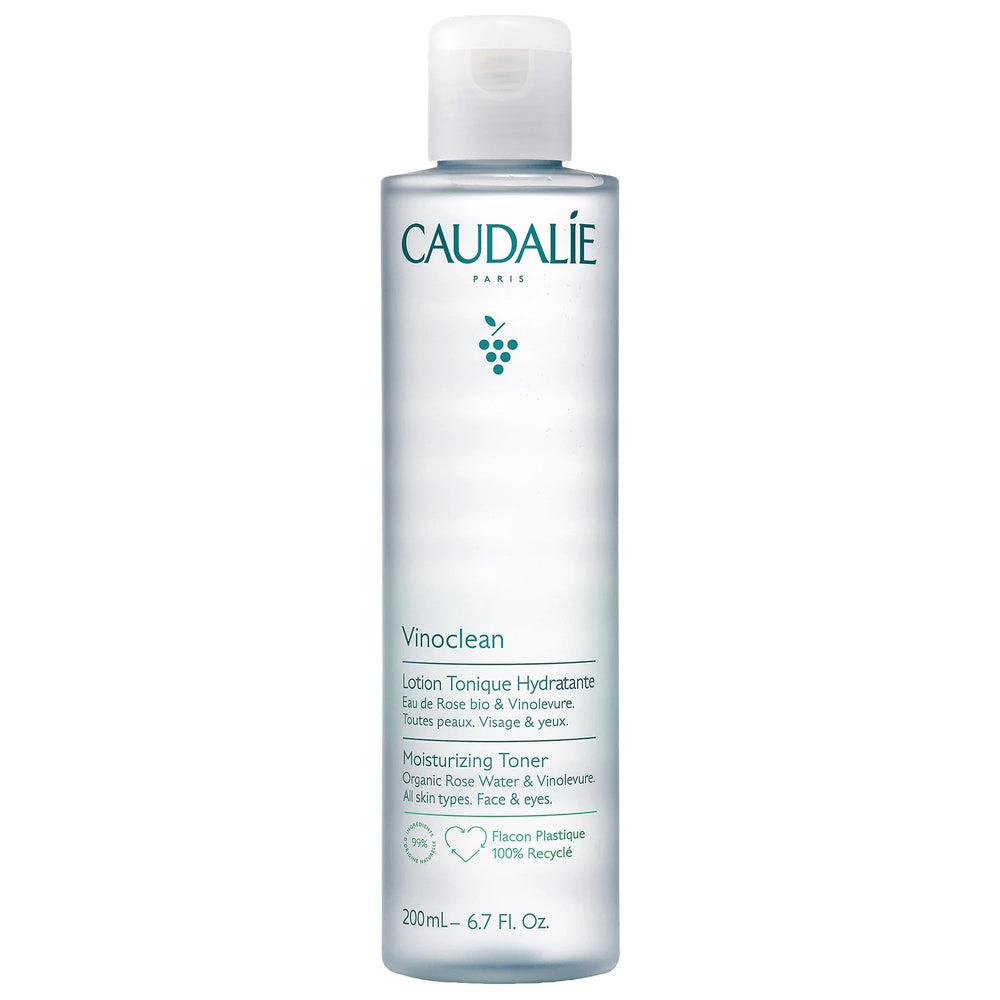 Caudalie Vinoclean Tonico botella con agua de rosas, refresca y suaviza la piel