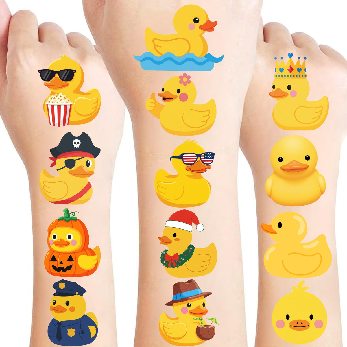 CAVALATAT tatuajes pato amarillo, 52 piezas, ideales para fiestas infantiles