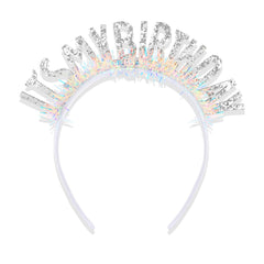 Corona de cumpleaños plateada Cavetee para mujeres, ideal para destacar en fotos.