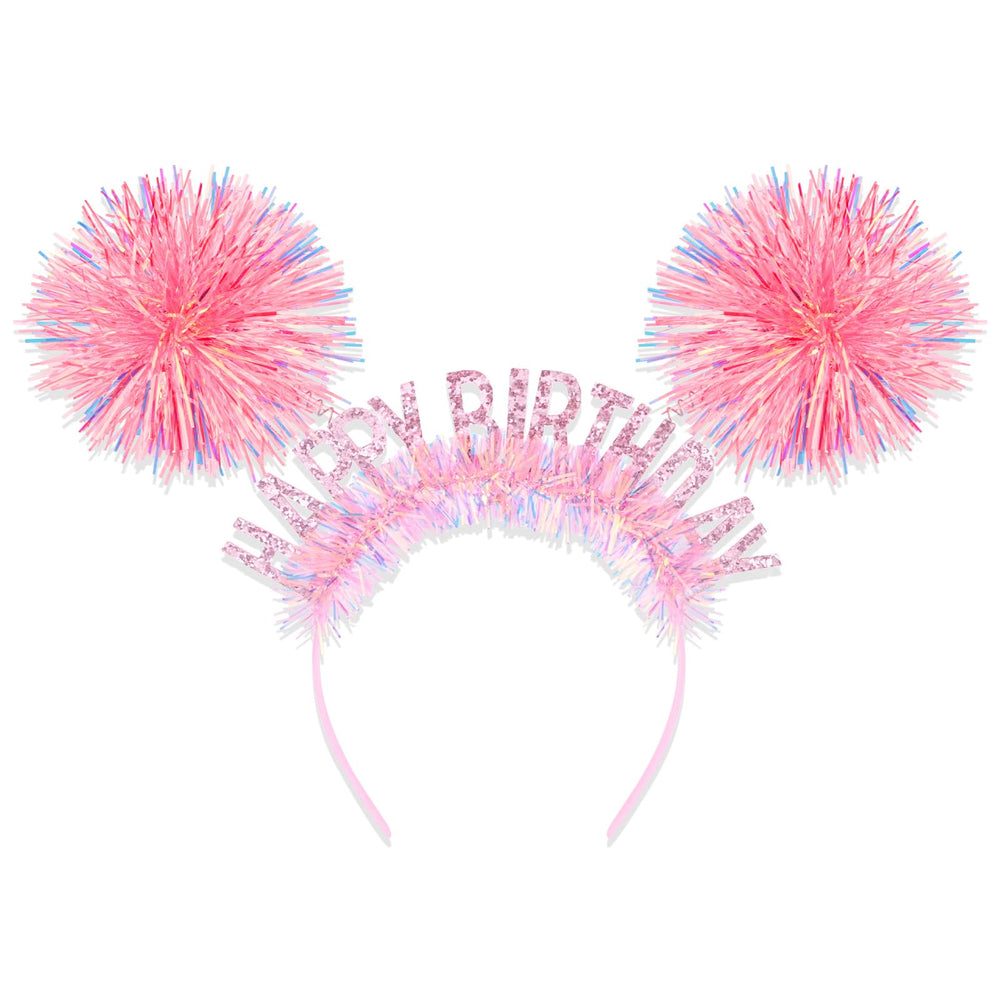 Corona de cumpleaños de CAVETEE en rosa brillante, ideal para lucir en fiestas.