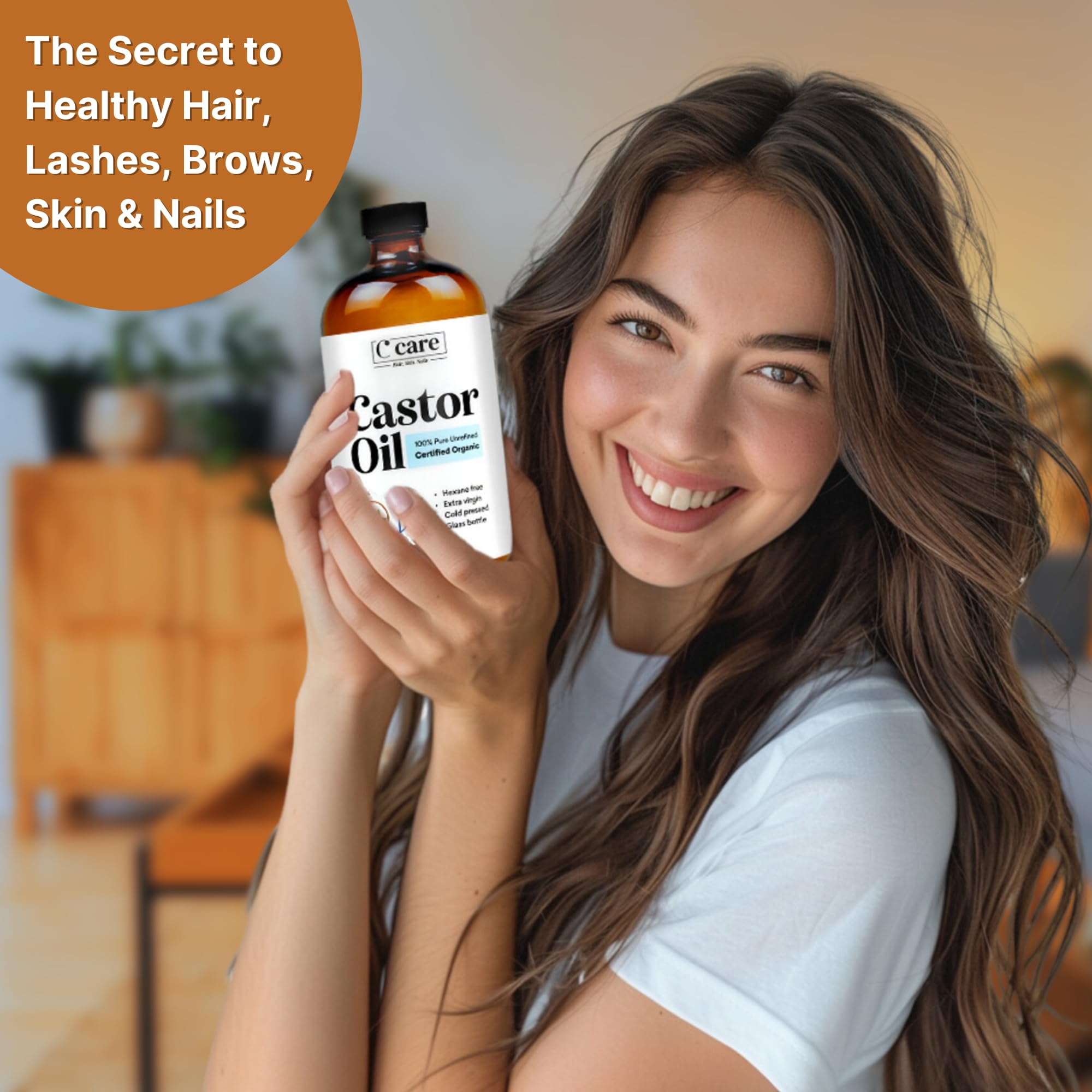 C CARE Aceite de ricino para cabello, cuero cabelludo saludable.