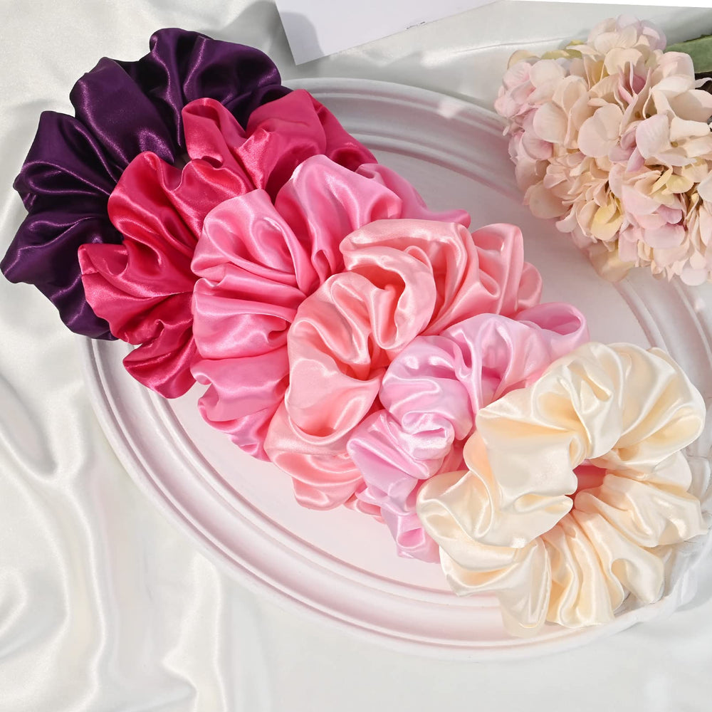CEELGON scrunchies seda grandes, mejor sujeción para cabello grueso sin marcas.