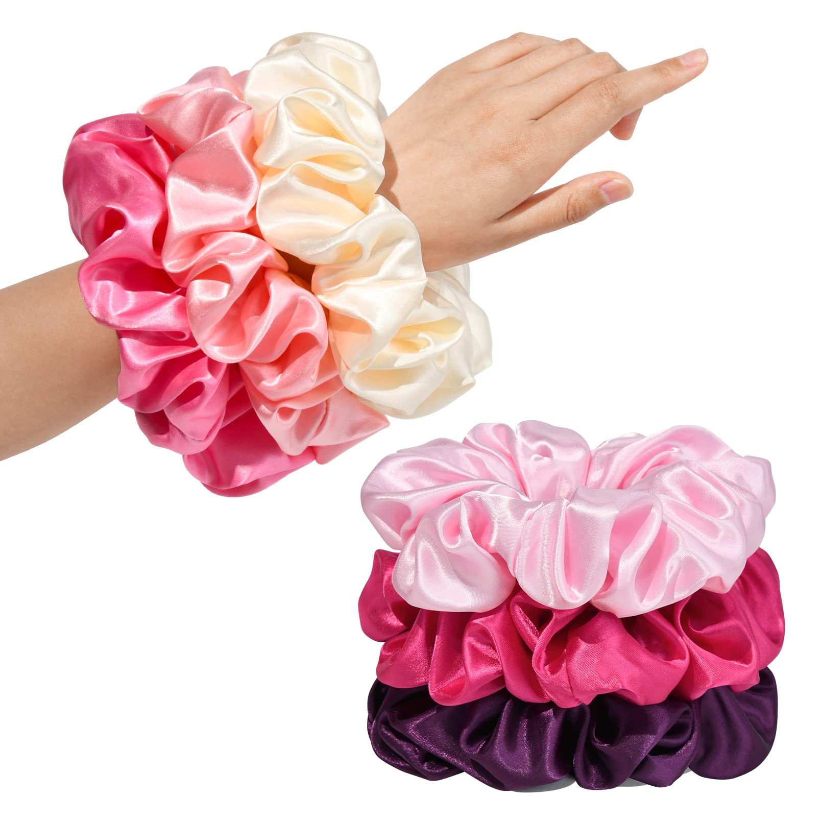 CEELGON scrunchies seda grandes, elasticidad alta para diferentes grosores de cabello.