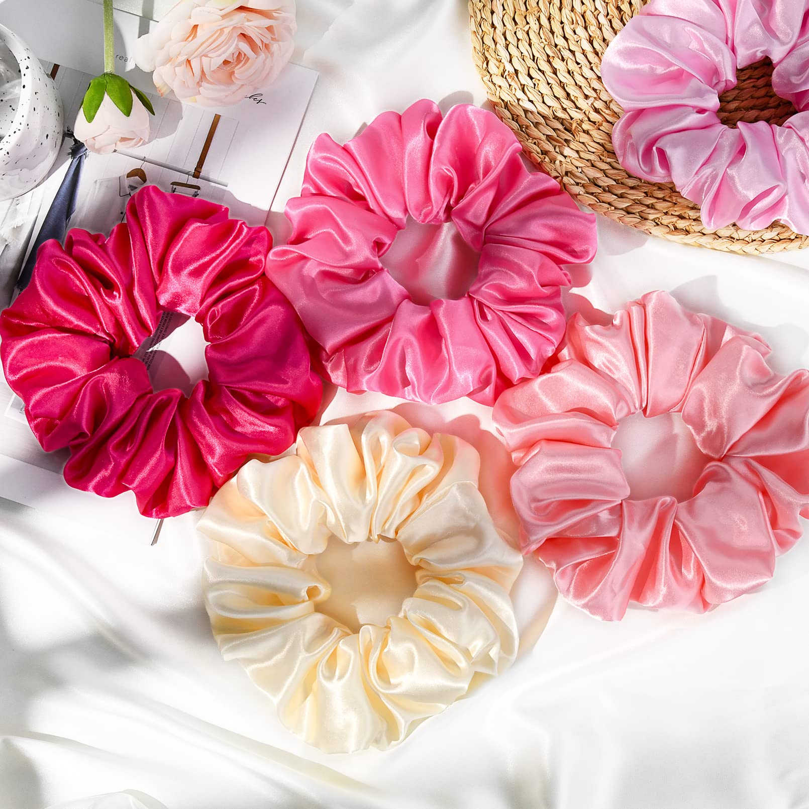 CEELGON lote de 6 scrunchies rosa, perfecto para cambios de estilo.