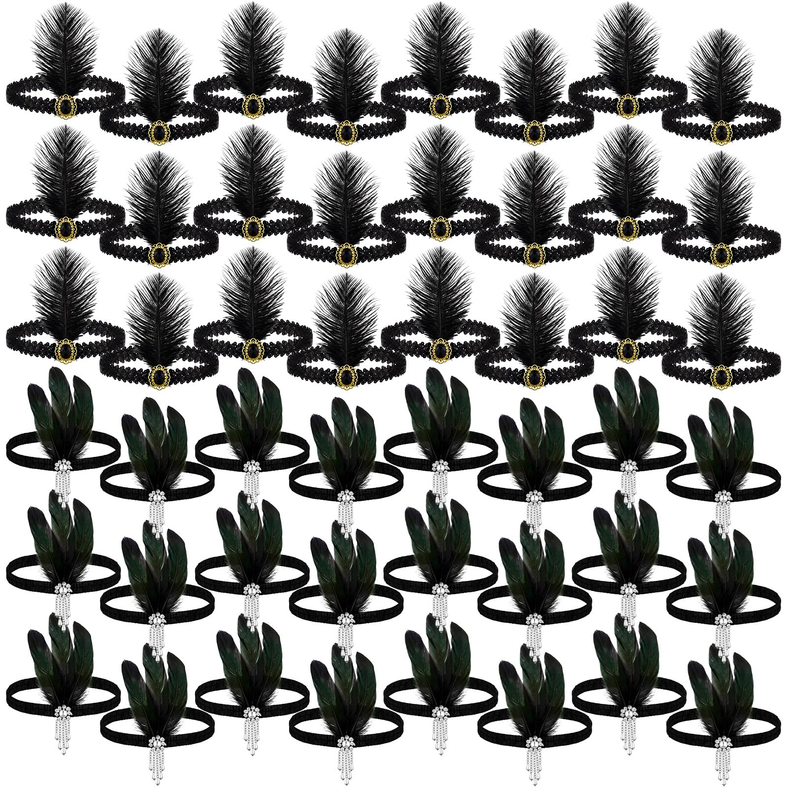 Diadema Ceenna con plumas de avestruz negras para fiestas temáticas