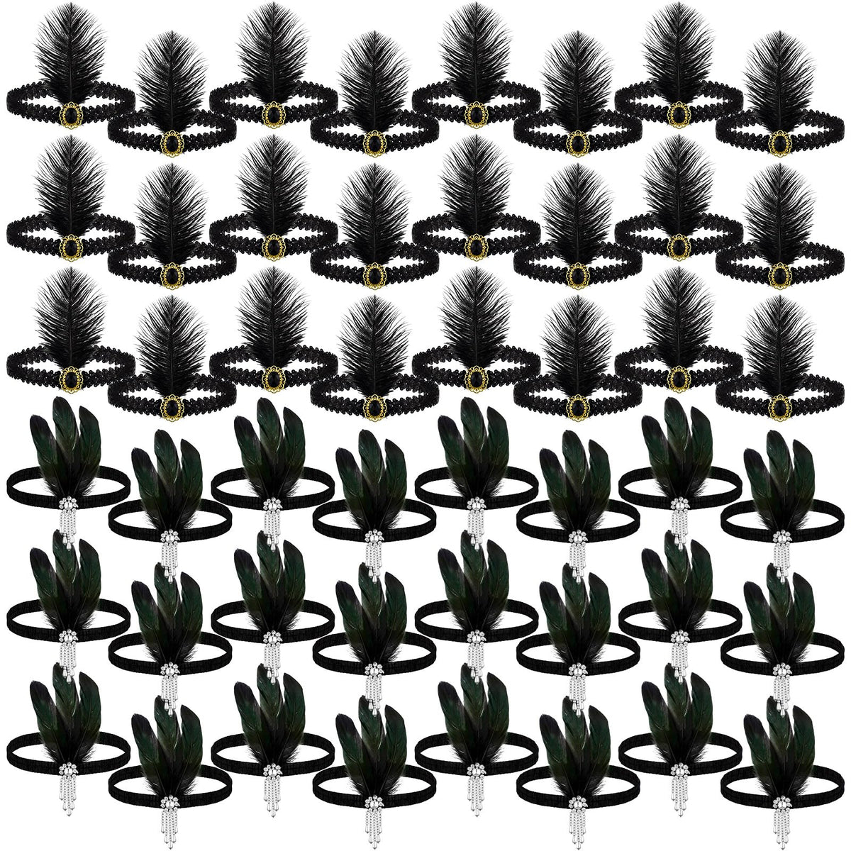 Diadema Ceenna con plumas de avestruz negras para fiestas temáticas