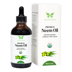 Celestial Psyché: botella de aceite de nim 4 oz lista para uso diario, hidratación suave.