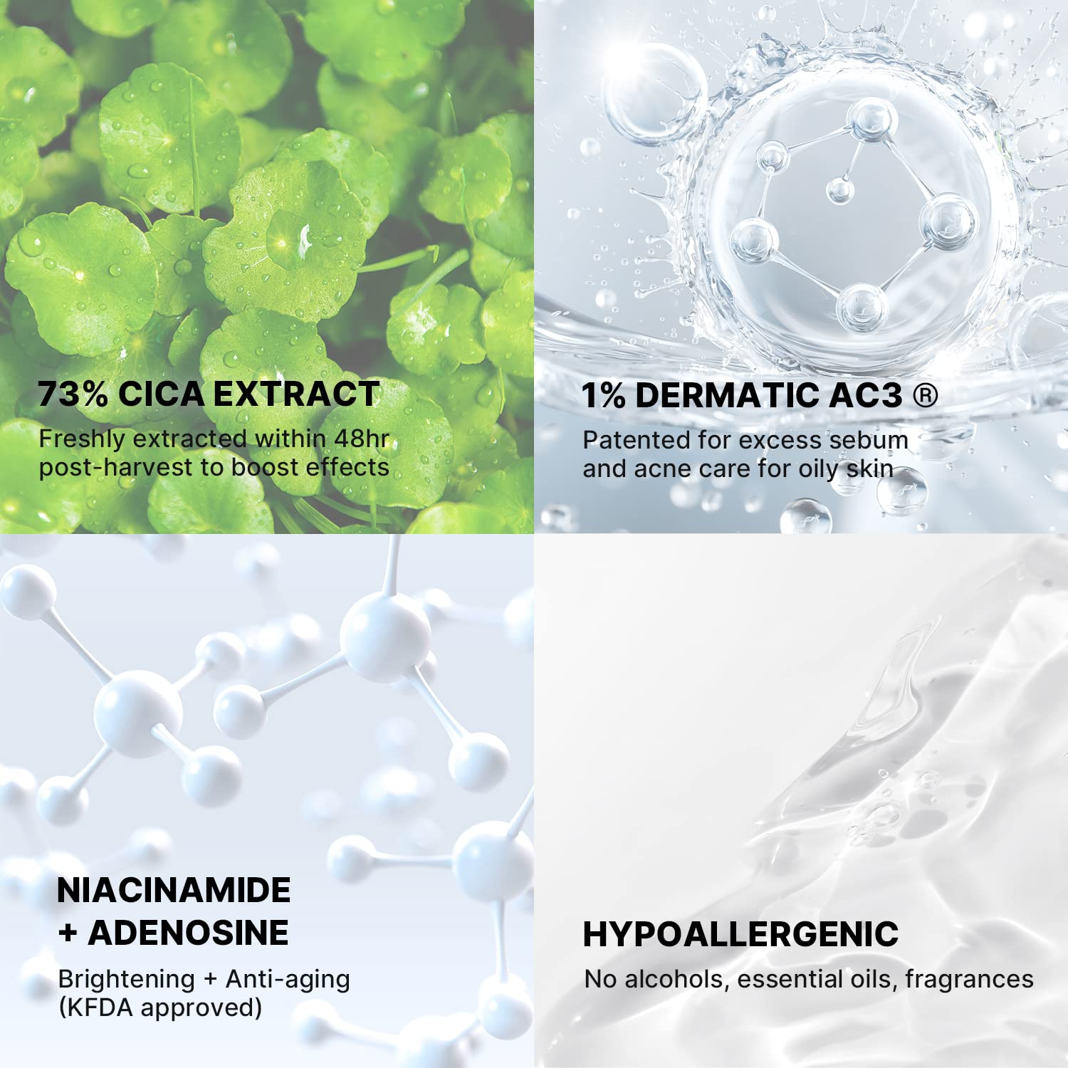 Fórmula libre de aceite de Celimax The Real Cica Soothing Cream para uso diario ligero.