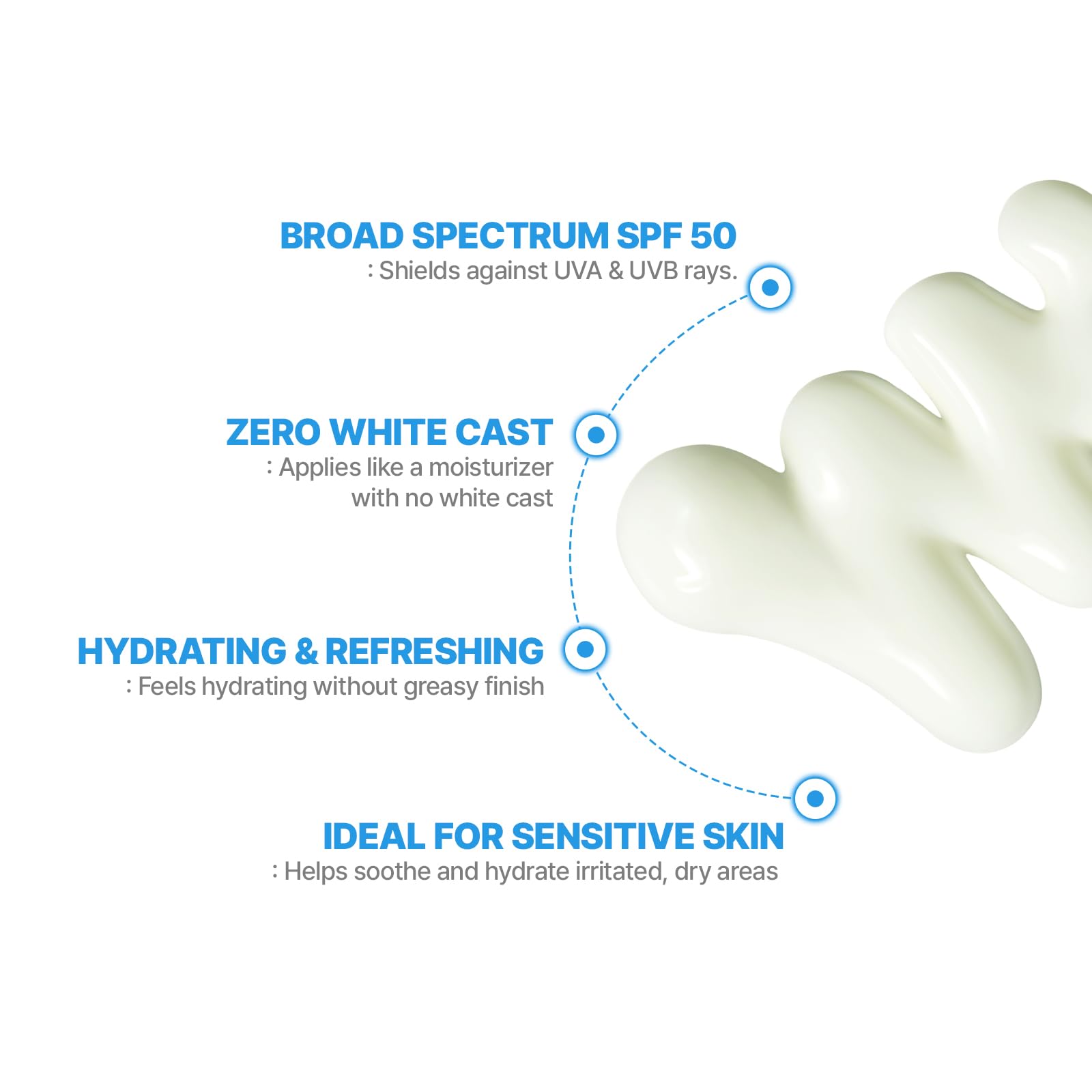 Aquatica UV Defense SPF 50 sin residuo blanco para maquillaje suave.