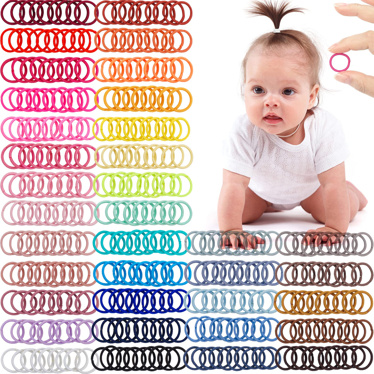 Ligas CÉLLOT para bebé en 36 colores, fáciles de combinar para peinados.