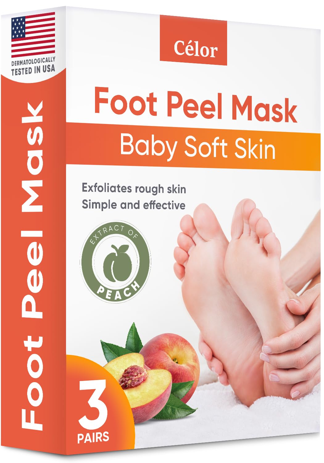 CÉLOR Foot Peel Mask en uso en pies para piel suave y lisa.