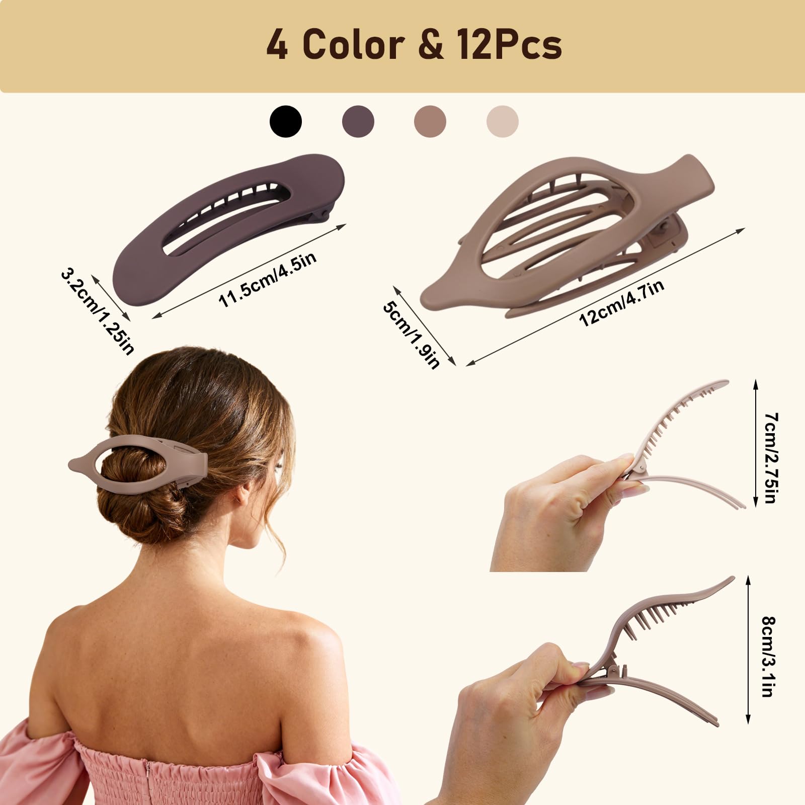 CENTSTAR clip plano castano oscuro, mantiene mechones firmes