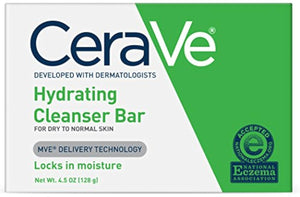 CeraVe barra limpiadora hidratante para rostro y cuerpo, ayuda a mantener la barrera.