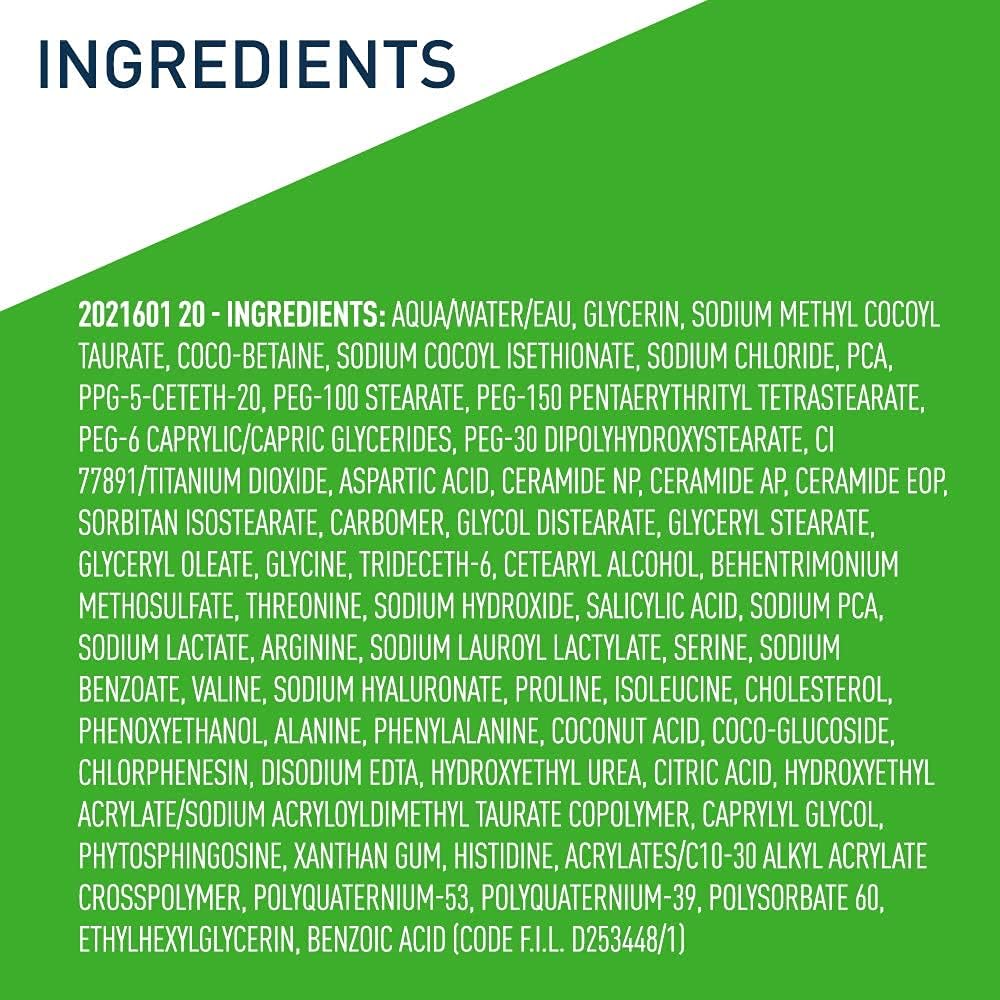 CeraVe limpiador hidratante crema-espuma empaque elegante para baño diario.