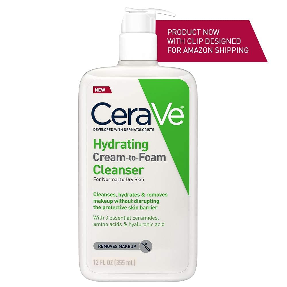 CeraVe limpiador hidratante crema-espuma apto para piel sensible sin fragancia.