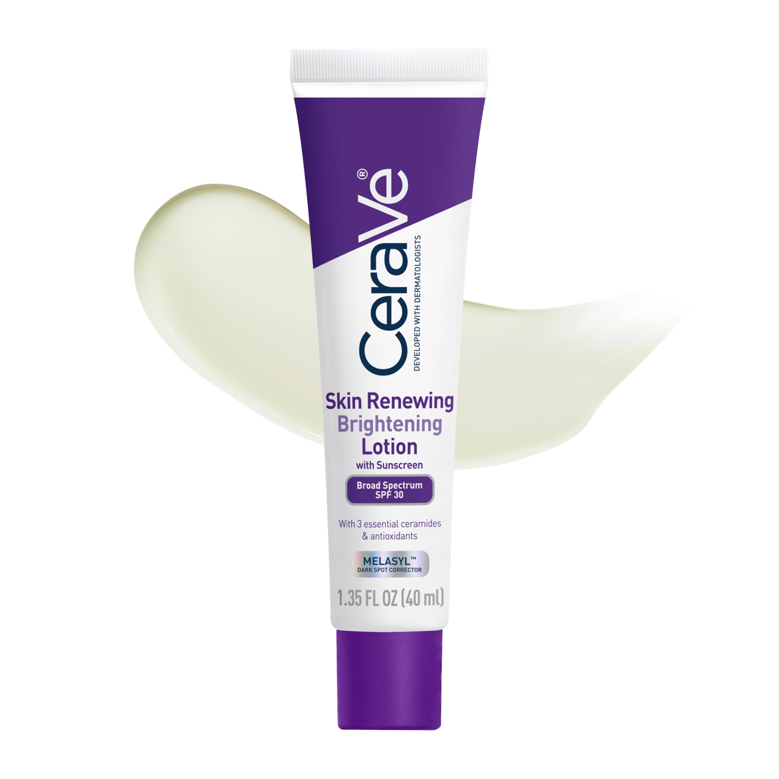 CeraVe loción iluminadora en botella con SPF30 para protección diaria y tono más uniforme.