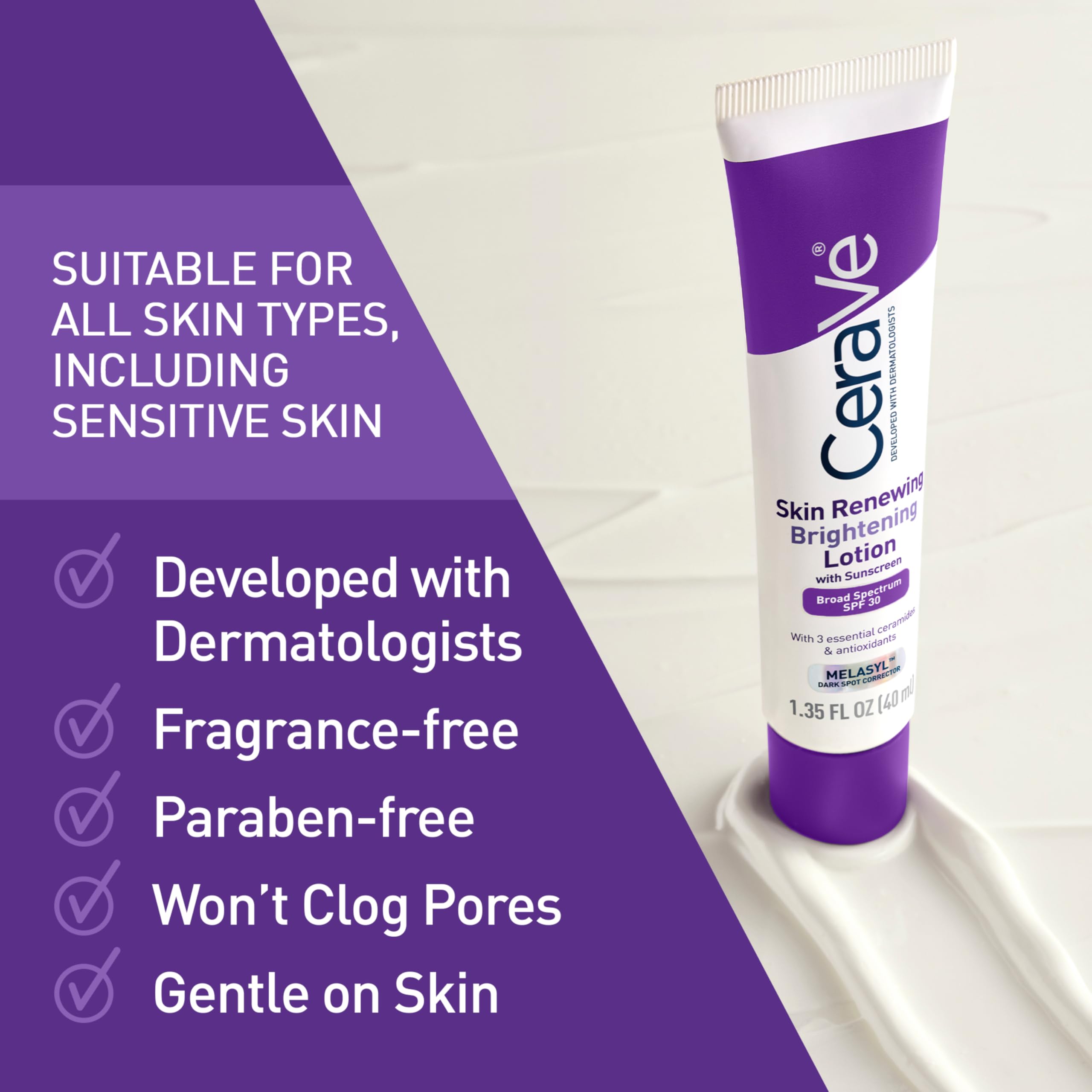 CeraVe loción con SPF30 protege contra UV y mejora manchas visibles.