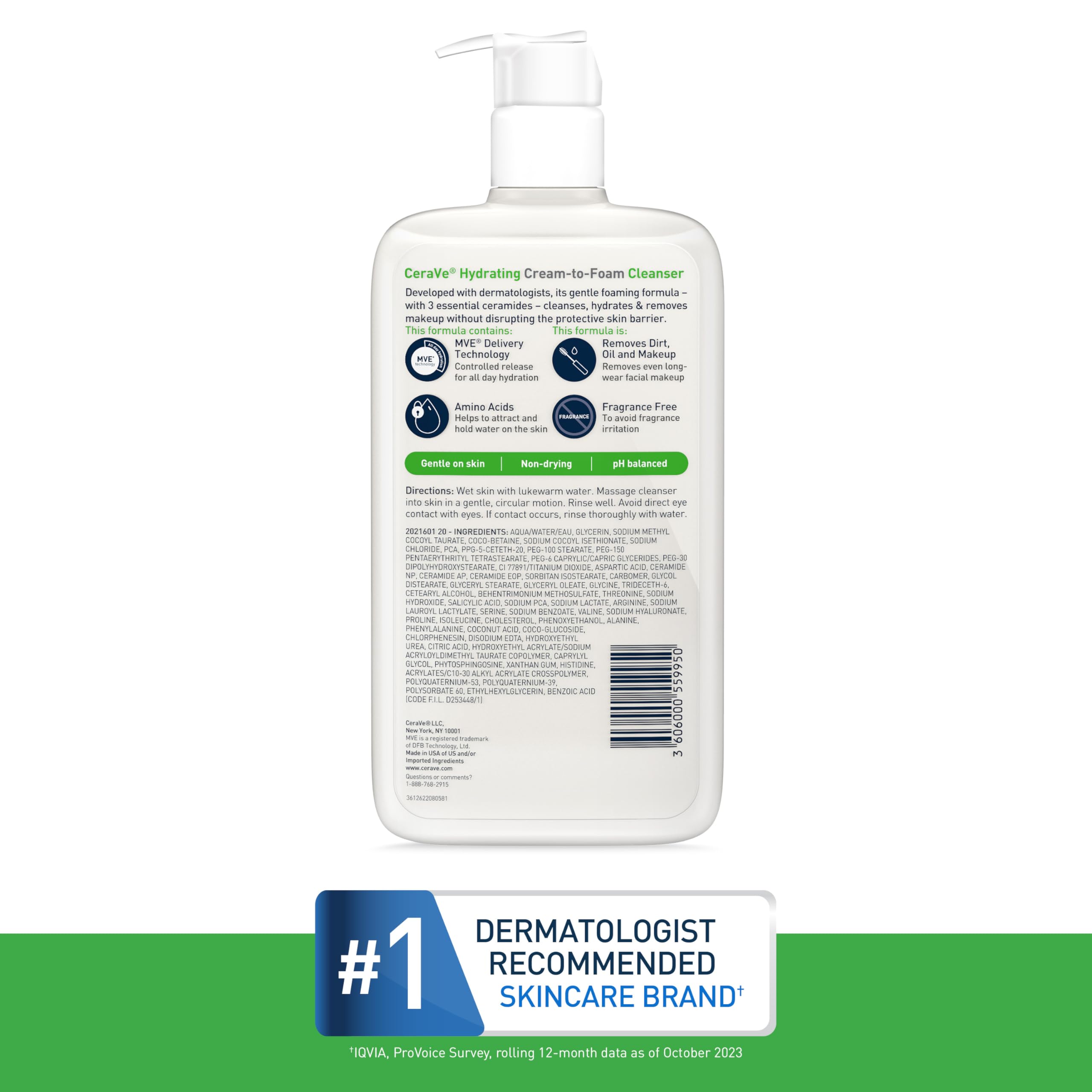 CeraVe limpiador para piel normal a seca con ceramidas.