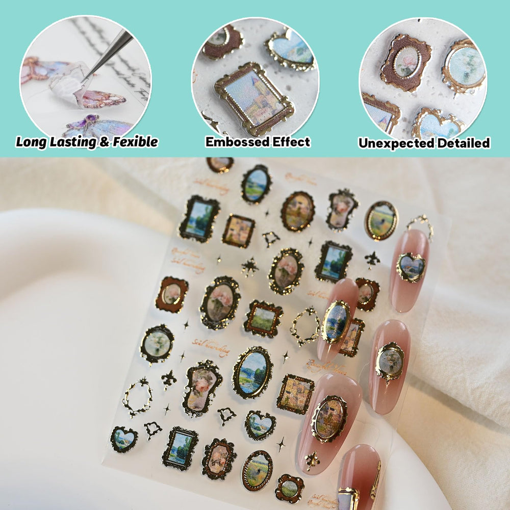 Los diseños vintage de CESTSIREN añaden elegancia para uñas fáciles de lograr.