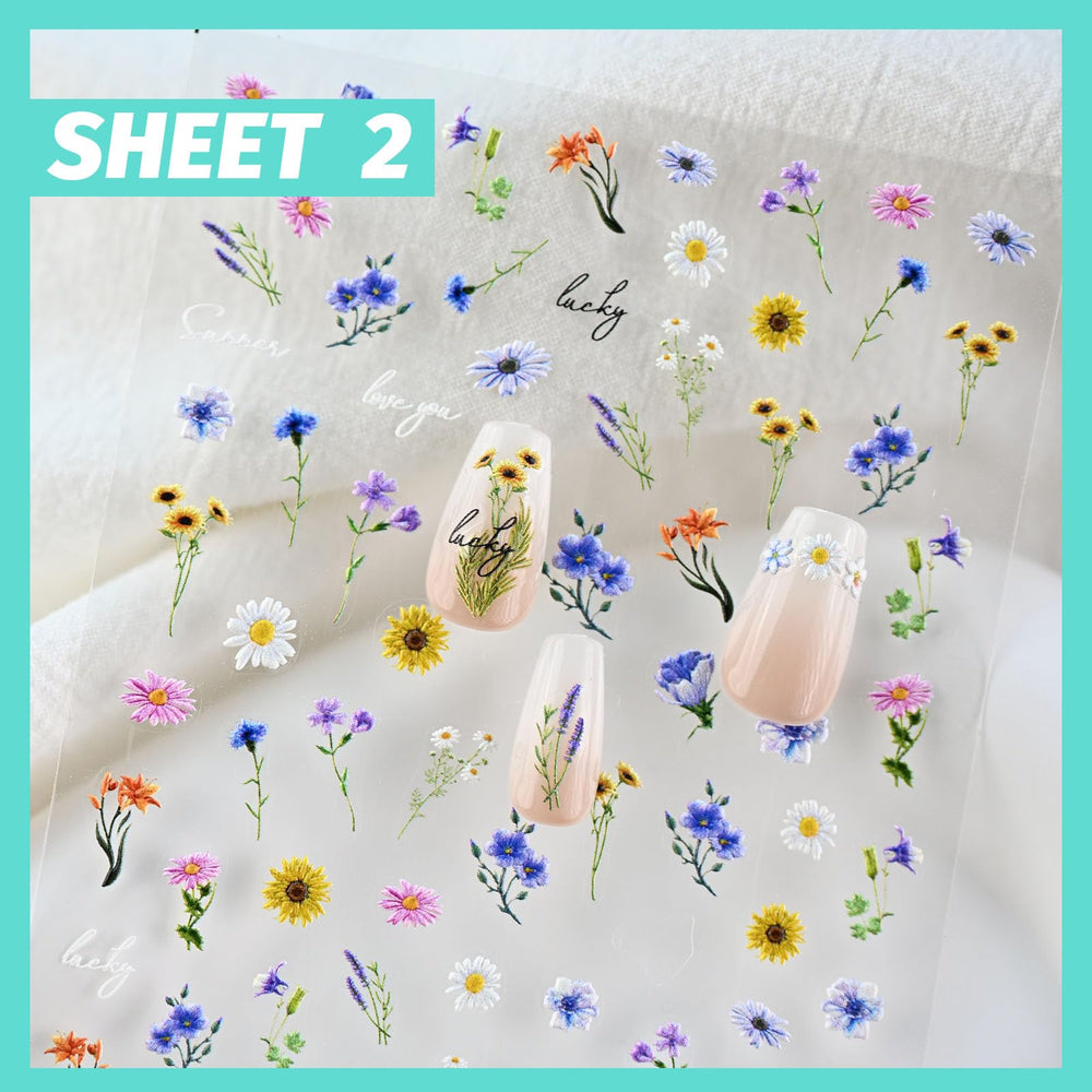 Cestsiren pegatinas uñas flores 3D autoadhesivas, creación rápida de uñas únicas.