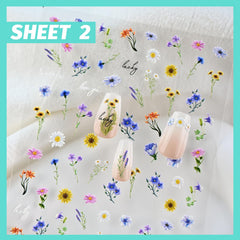 Cestsiren pegatinas uñas flores 3D autoadhesivas, creación rápida de uñas únicas.