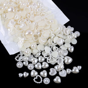 CESUSME corazones de perla cremosa para uñas, decoración duradera.