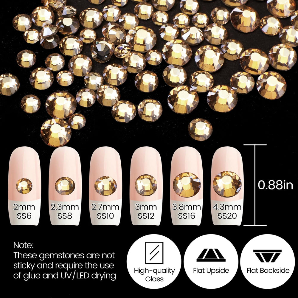 CESUSME piezas champagne oro, variadas formas para diseños de uñas creativos.