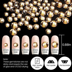 CESUSME piezas champagne oro, variadas formas para diseños de uñas creativos.