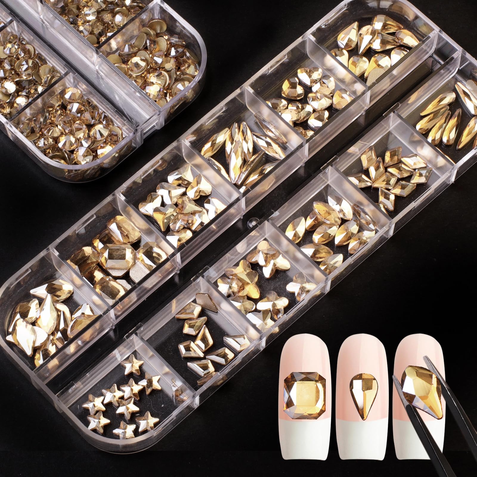 CESUSME cristales champagne oro para manualidades y decoraciones festivas de uñas.