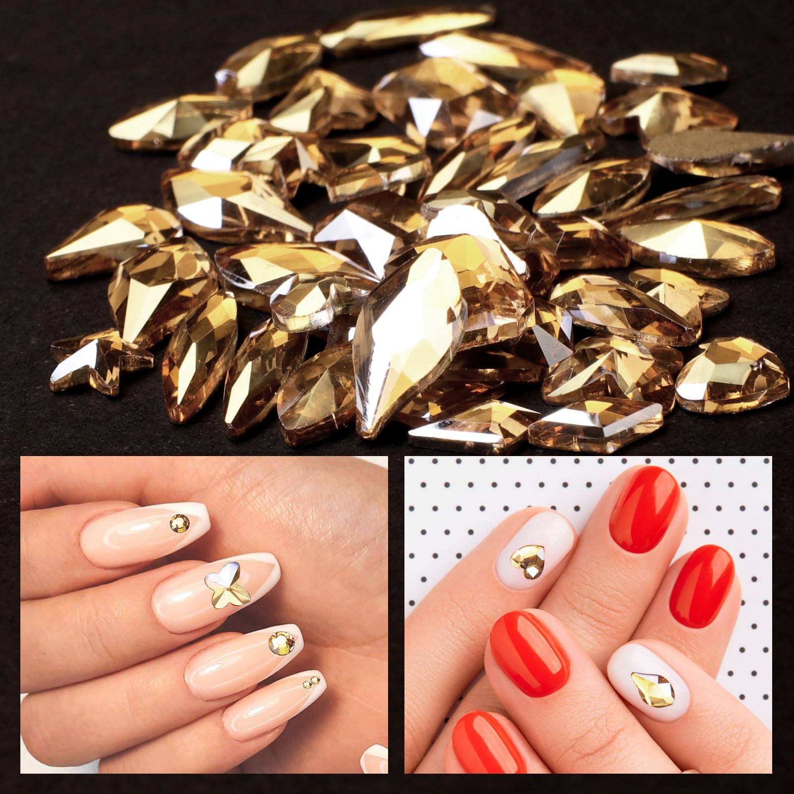 CESUSME accesorios de uñas champagne oro para glam en bodas y eventos.