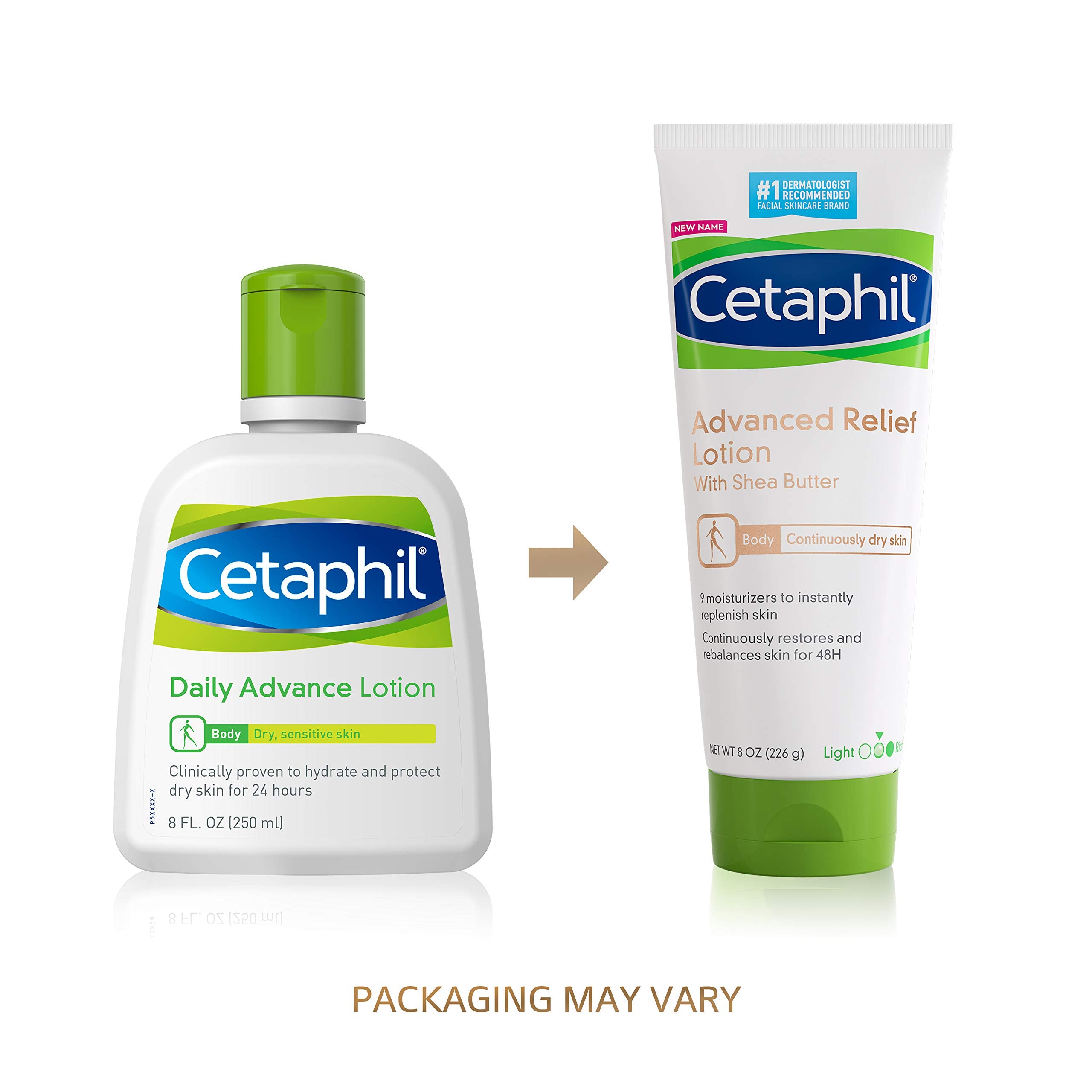Hidratación de 48 horas con Cetaphil Advanced Relief Lotion para piel sensible.