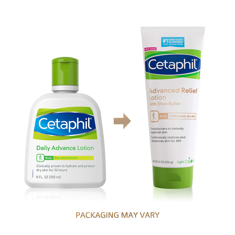 Hidratación de 48 horas con Cetaphil Advanced Relief Lotion para piel sensible.