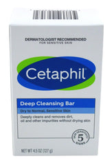 Cetaphil Barra de Limpieza Profunda para Rostro y Cuerpo, elimina impurezas sin resecar la piel.
