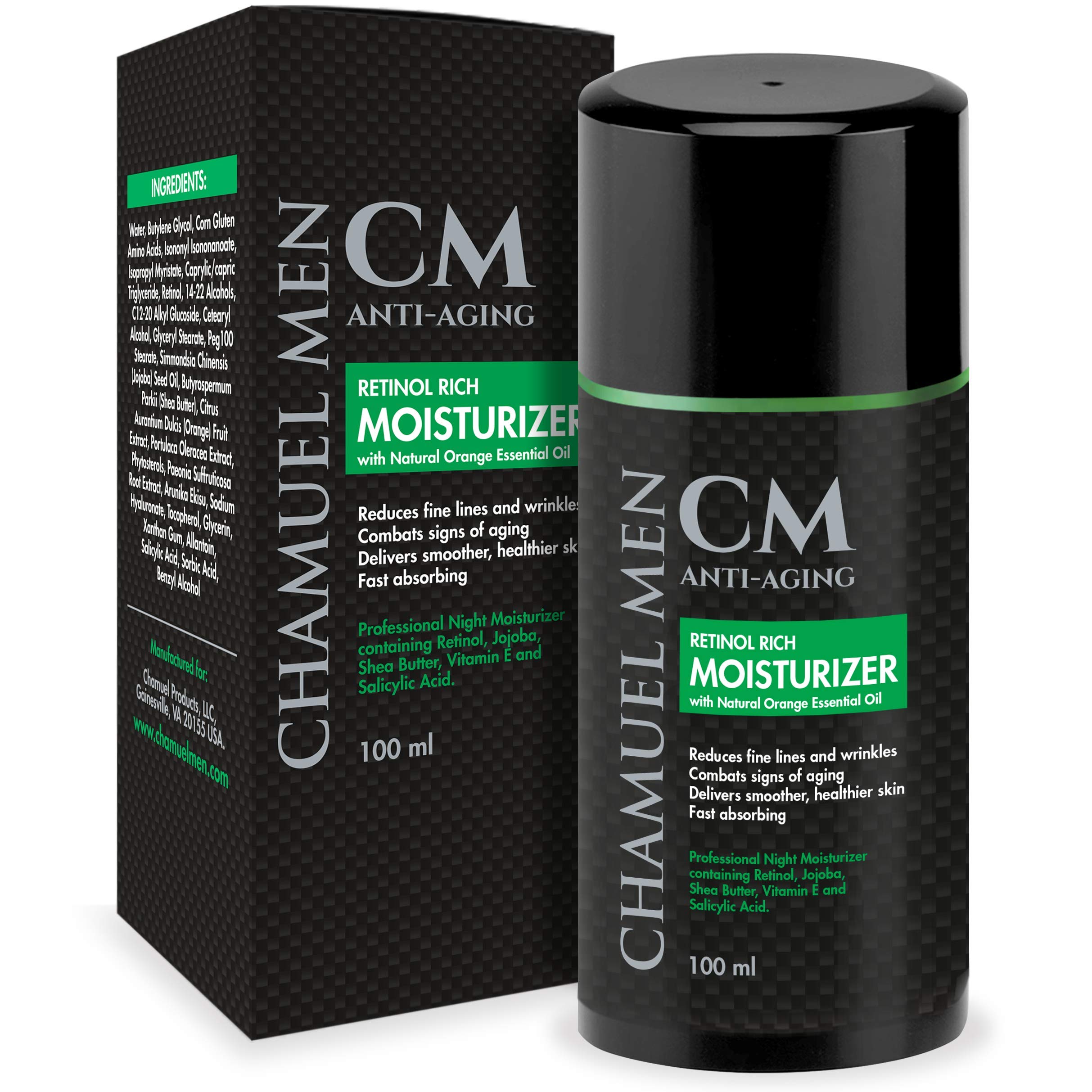 CHAMUEL MEN aplicación nocturna, crema calmante que evita sequedad.