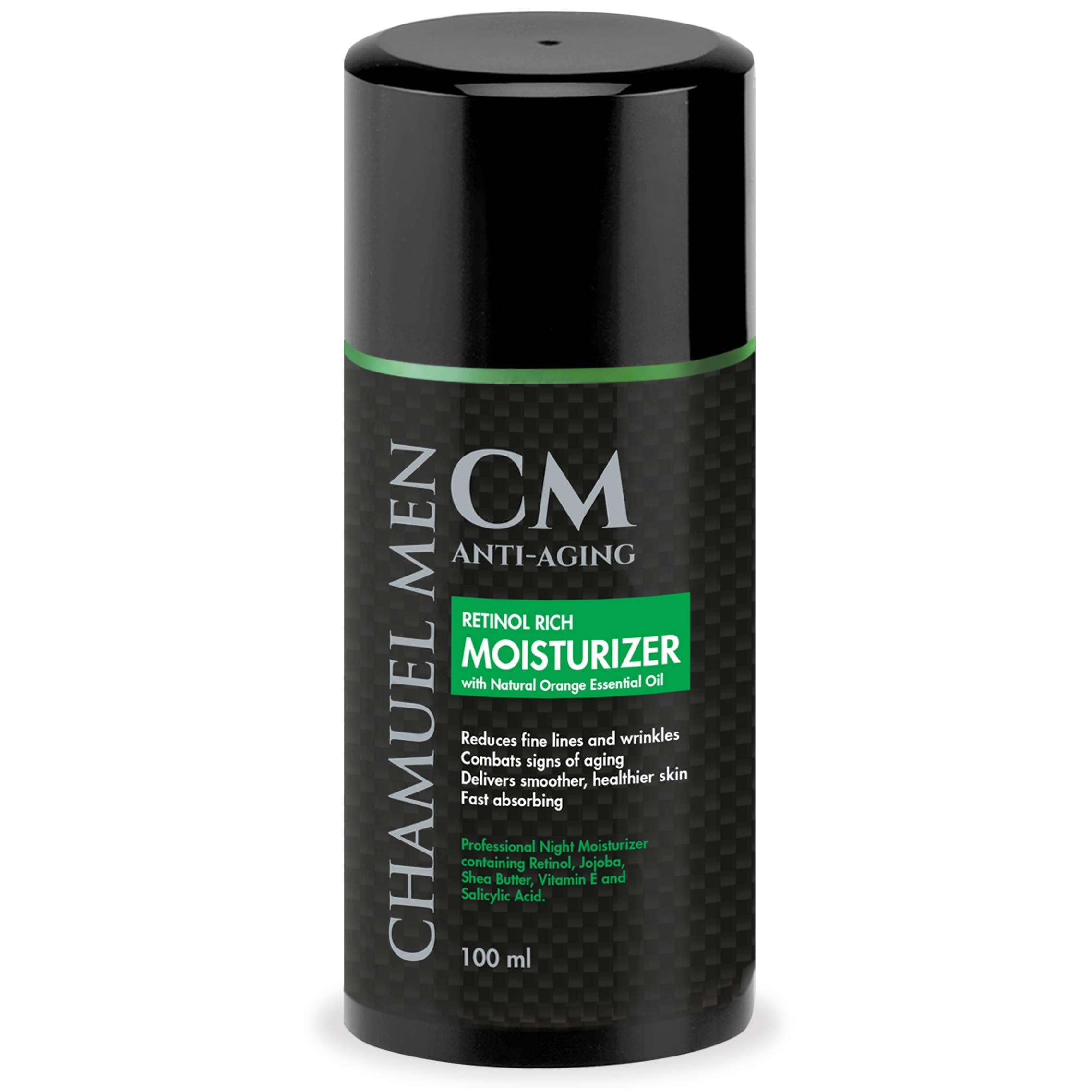 CHAMUEL MEN crema facial diaria en bote, hidrata y suaviza la piel.