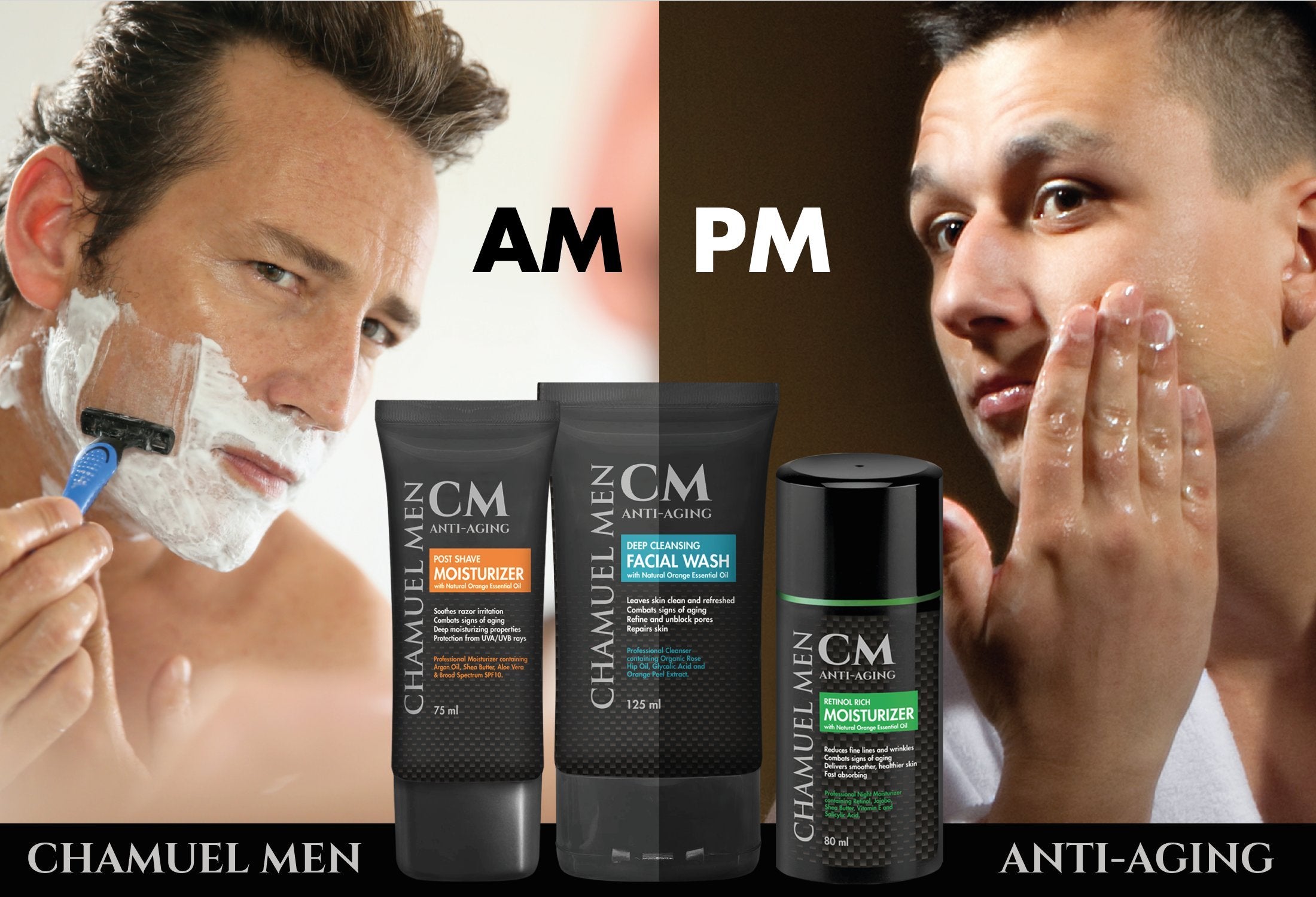 CHAMUEL MEN purificación suave de poros durante la noche.