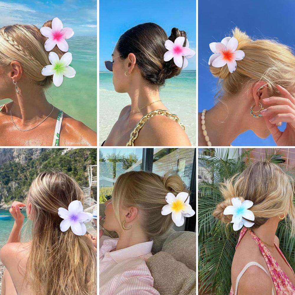 CHANDAT clips flor hawaiana variante, complemento versátil para vacaciones.