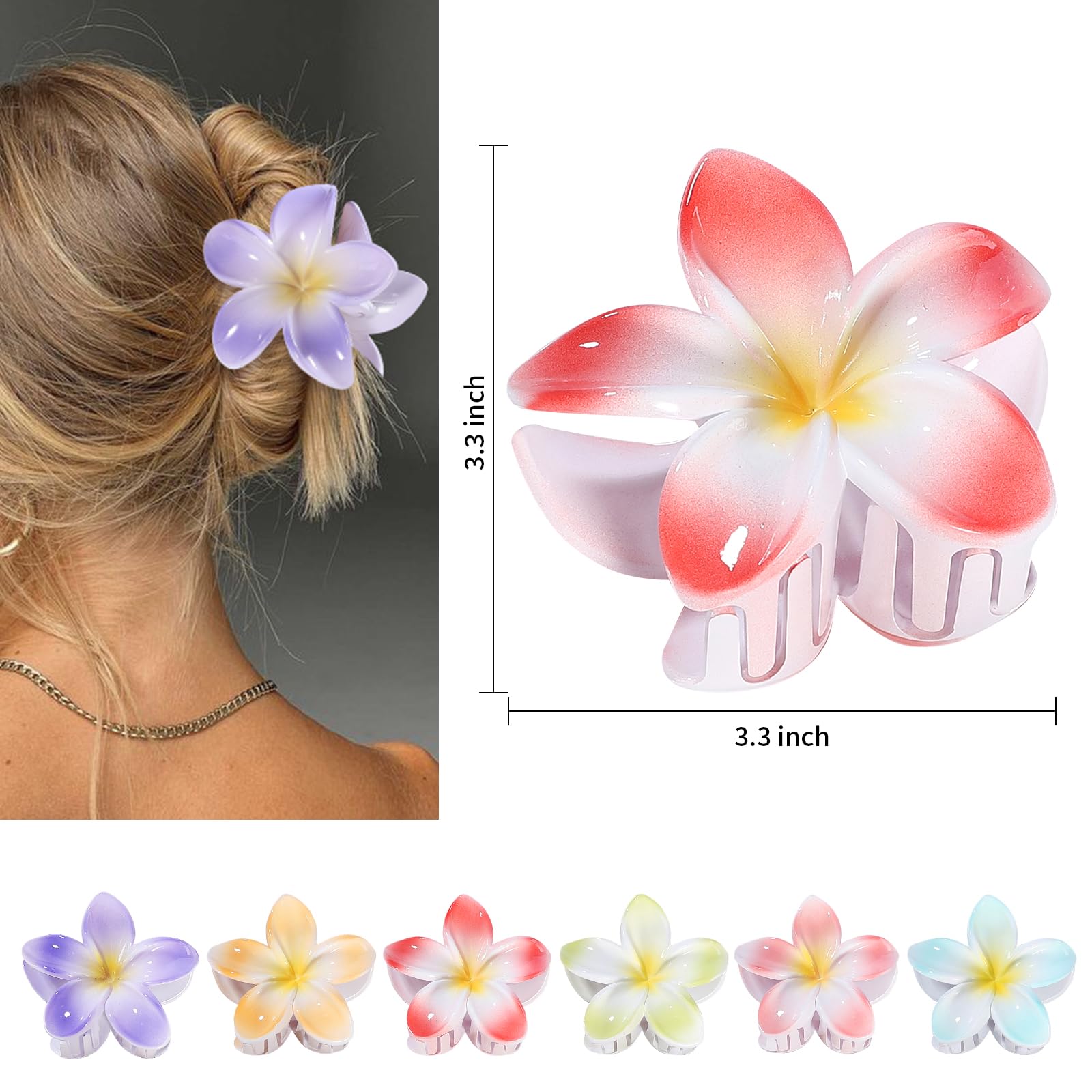 CHANDAT clip flor gradiente púrpura-naranja: ideal para días de pool y salidas.