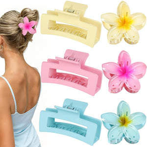 Pinzas CHANDAT con flor multicolor para peinados rápidos y duraderos.