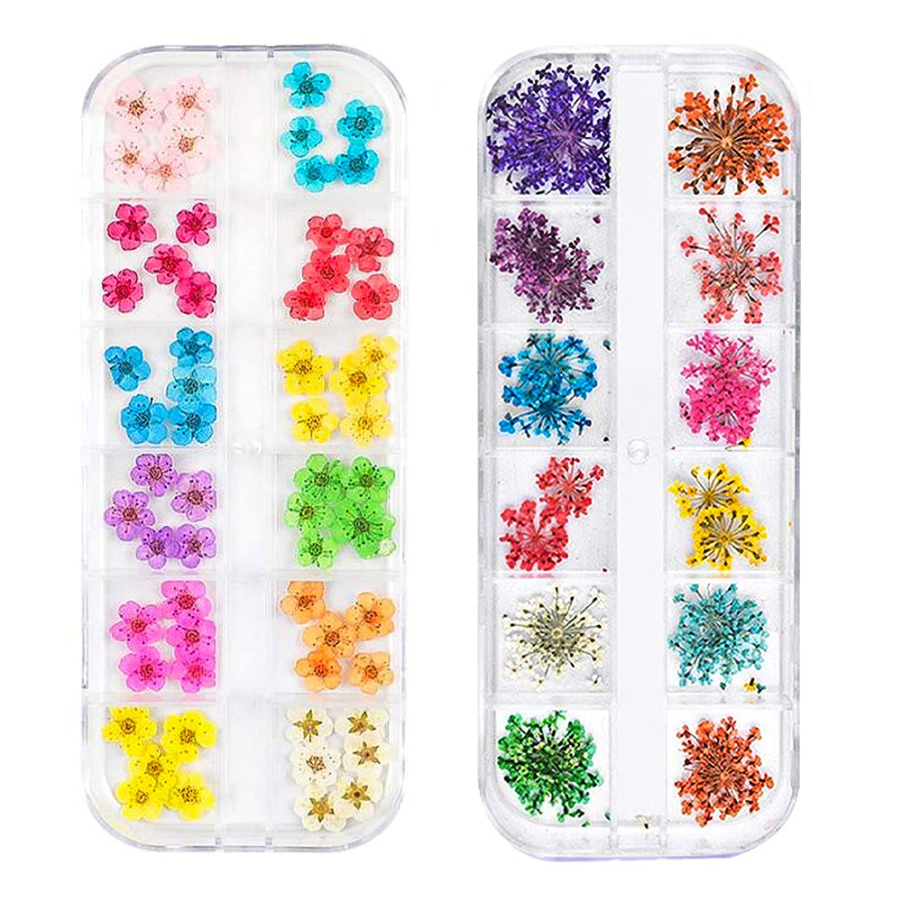 CHANGAR flores secas para uñas, enfoque en uñas, ideal para diseños detallados