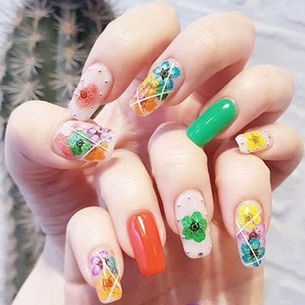 CHANGAR pétalos cinco, enfoque colorido, añade textura real a tus uñas