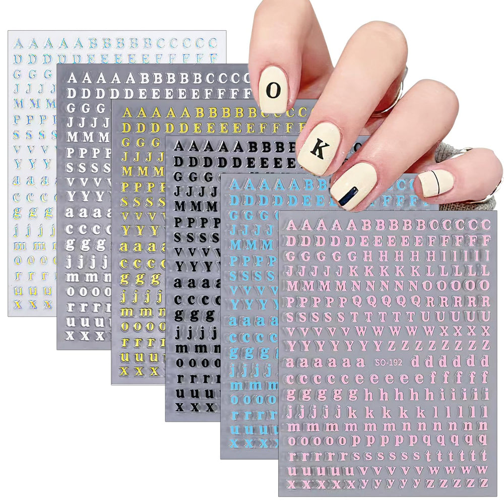 CHANGAR Stickers de letras en negro para uñas, decoración rápida y elegante