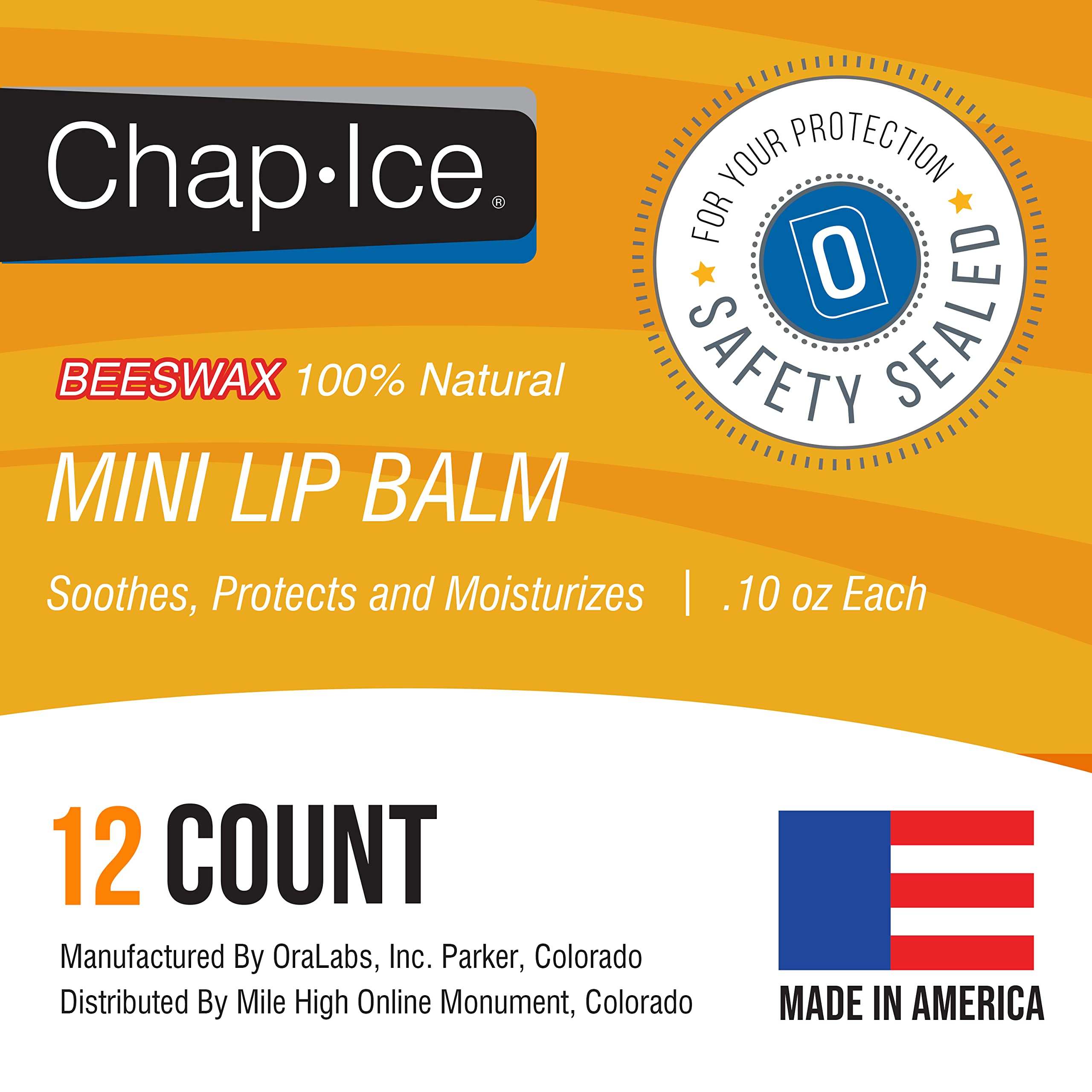 Chap-Ice empaque hecho en Estados Unidos para cuidado confiable de los labios.