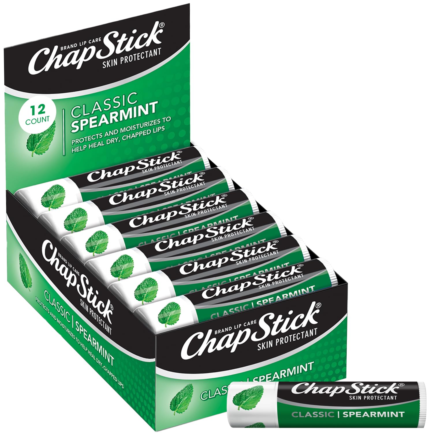 ChapStick Spearmint en empaque de 12, cuidado diario para labios